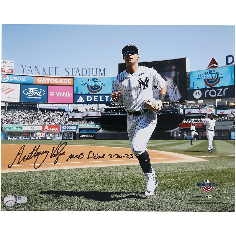 Anthony Volpe New York Yankees Autographed 16" x 20" Opening Day Photograph with "MLB Debut 3-30-23" Inscription