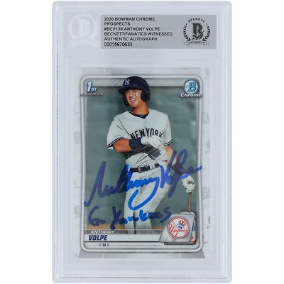 Anthony Volpe New York Yankees Autographed 2020 Bowman Chrome Prospects 1st Bowman #BCP-139 Beckett Fanatics Witnessed Authenticated Card with "Go Yankees" Inscription