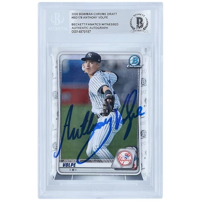 Carte authentifiée par Anthony Volpe (New York Yankees) - Collection Bowman Draft Chrome 2020, numéro BD-178, certifiée par Beckett Fanatics Witnessed