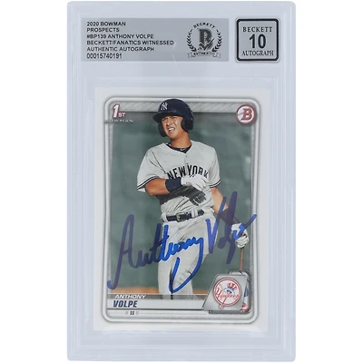 Anthony Volpe New York Yankees Autographié 2020 Bowman Prospects 1er Bowman #BP-139 Beckett Fanatics Témoin Authentifié 10 Carte