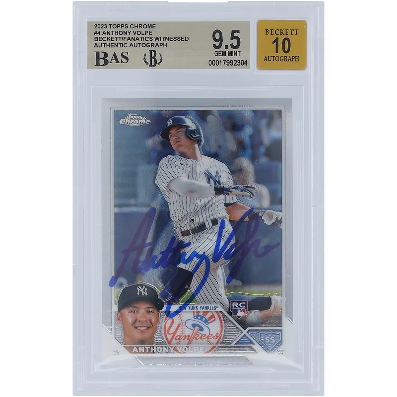 Anthony Volpe, New York Yankees, carte de recrue autographiée Topps Chrome n° 4 Beckett 2023, 9,5/10, vue par des fanatiques