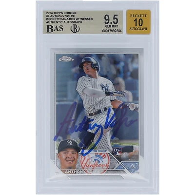 Anthony Volpe, New York Yankees, carte de recrue autographiée Topps Chrome n° 4 Beckett 2023, 9,5/10, vue par des fanatiques