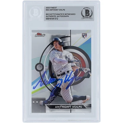 Anthony Volpe, New York Yankees, carte de recrue authentifiée Topps Finest #26 Beckett 2023 autographiée par les fanatiques