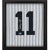 Maillot Nike authentique blanc encadré autographié par Anthony Volpe des Yankees de New York Shadowbox