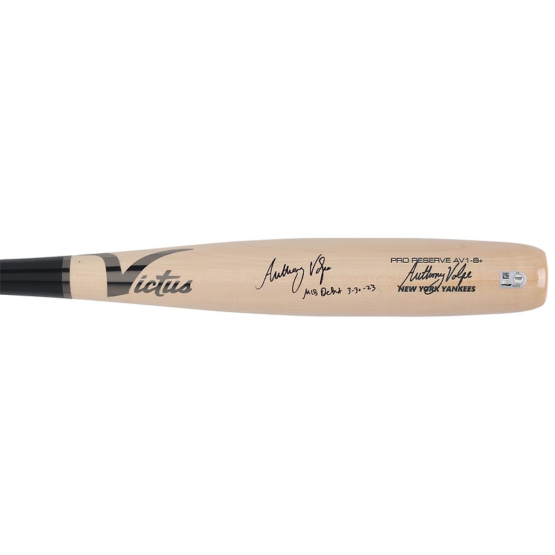 Anthony Volpe New York Yankees Autographed Victus Game Model Torpedo Bat with "MLB Debut 3-30-23" Inscription