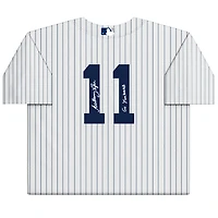 Maillot réplique Nike blanc autographié par Anthony Volpe des Yankees de New York avec inscription « Go Yankees »