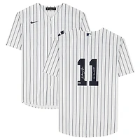 Maillot réplique Nike blanc autographié par Anthony Volpe des Yankees de New York avec inscription « Go Yankees »