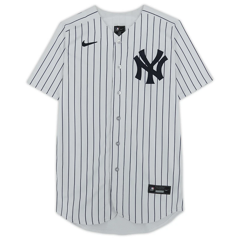 Maillot réplique blanc Nike autographié par Anthony Volpe des Yankees de New York avec inscription « Débuts en MLB le 30/03/2023 ».