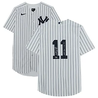 Maillot réplique blanc Nike autographié par Anthony Volpe des Yankees de New York avec inscription « Débuts en MLB le 30/03/2023 ».
