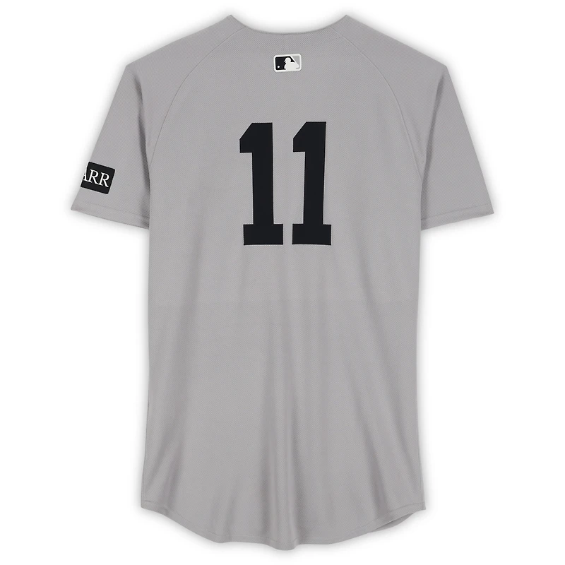 Maillot Nike gris n° 11 d'Anthony Volpe, utilisé par les Yankees de New York, lors du match contre les Blue Jays de Toronto le 23 juillet 2025 : 1-2, HR, RBI, R