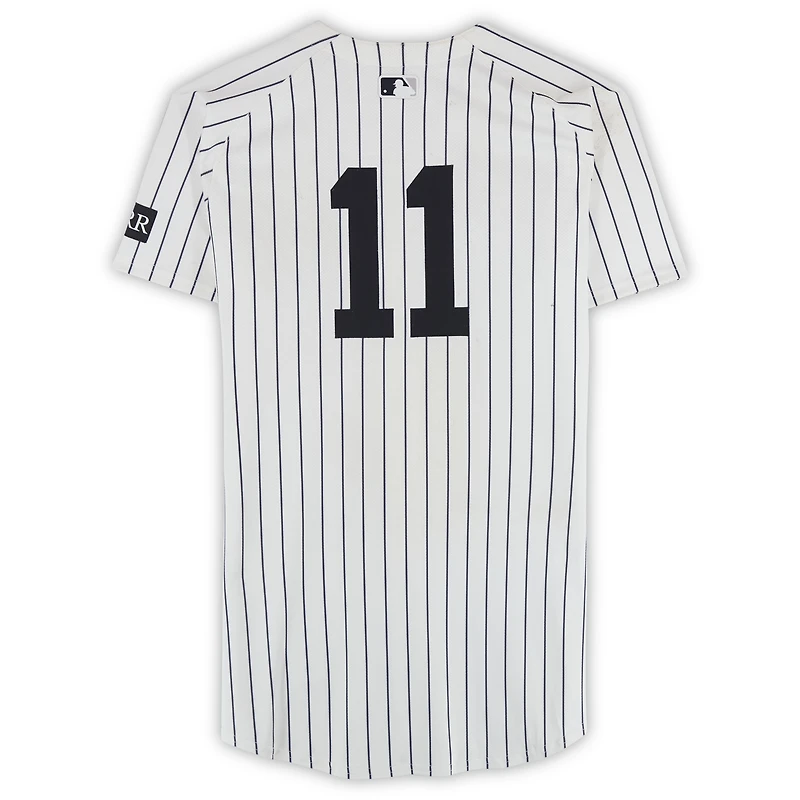 V106832 Yankee Anthony Volpe New York Yankees Match-Used # 11 Maillot à fines rayures blanches contre Baltimore Orioles le 22 juin 2025 11 Anthony Volpe UNS GU JERSEY 45840 COLGMUJER GUBBJR5312 #7