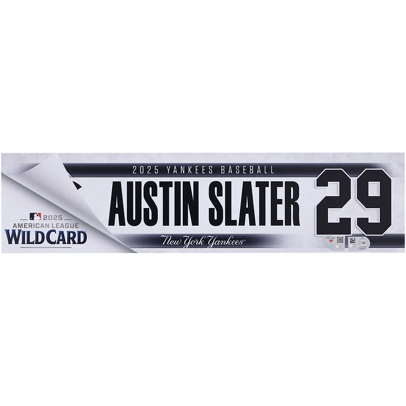 Austin Slater New York Yankees Player-Issued #29 Nameplate from 2025 Wild Card Series vs. Boston Red Sox