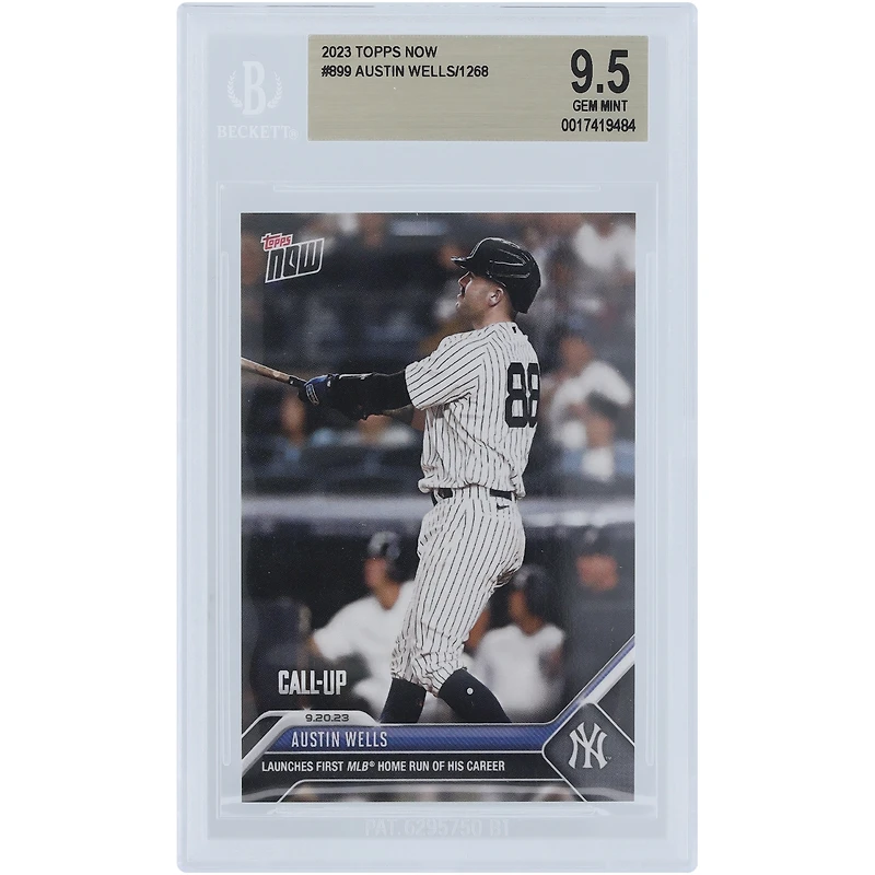 Austin Wells New York Yankees 2023 Topps Now 1st Career Homerun #899 BGS Authenticated 9.5 Rookie Card