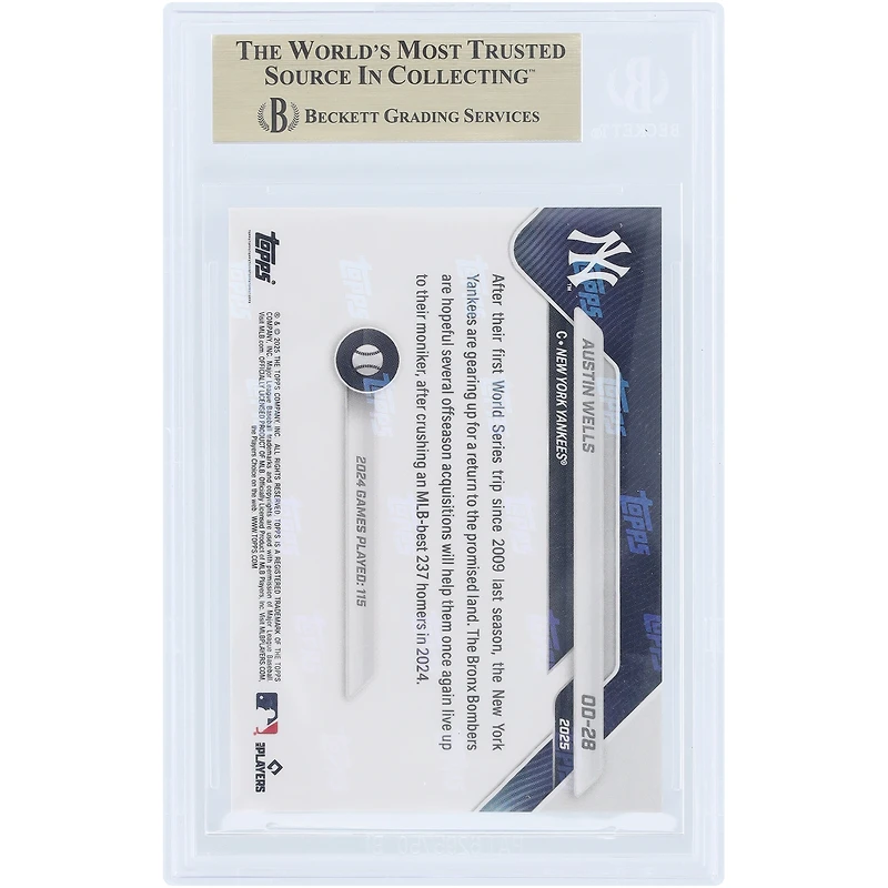 Carte Austin Wells des Yankees de New York 2025 Topps Now Road to Opening Day #OD-28, authentifiée BGS 9.5