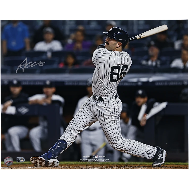 Austin Wells New York Yankees Autographed 16" x 20" White Jersey Swinging Photograph