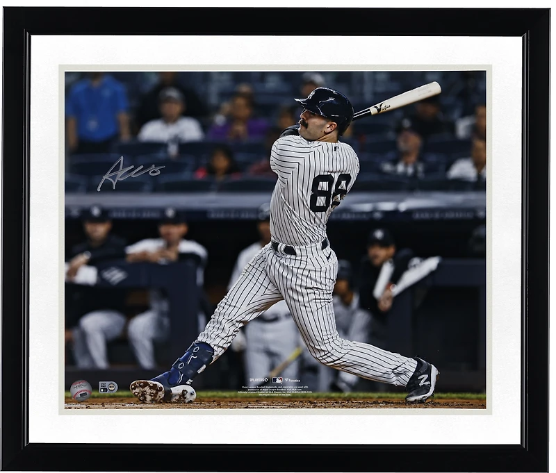 Austin Wells New York Yankees Autographed 16" x 20" White Jersey Swinging Photograph