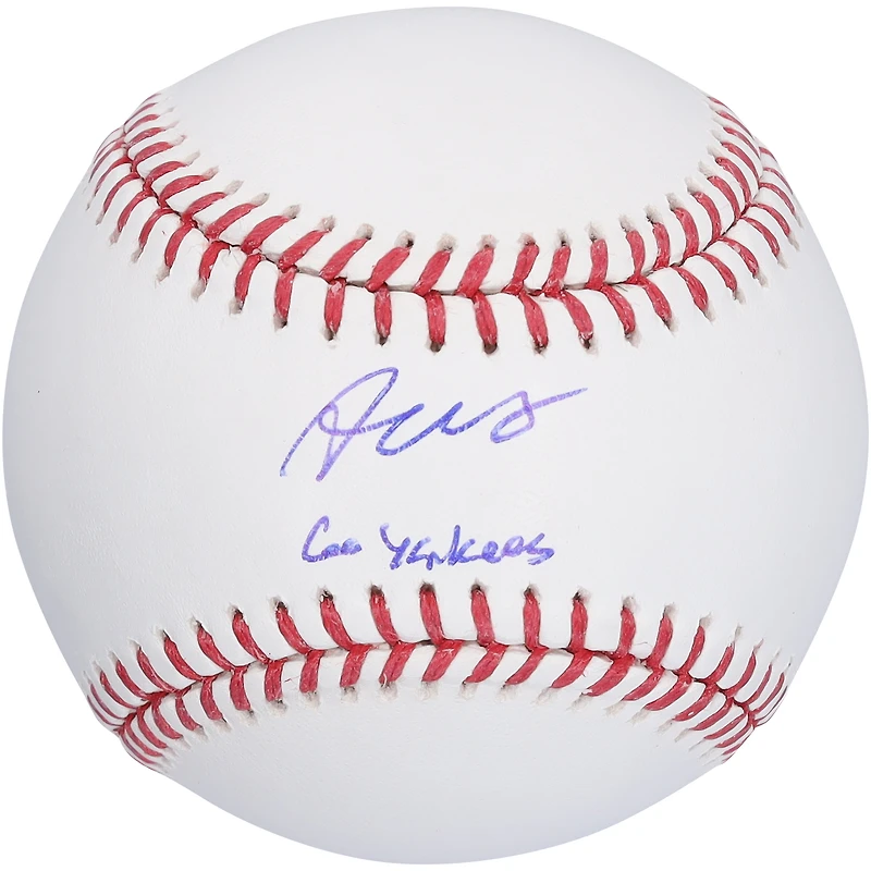 Baseball autographié par Austin Wells des Yankees de New York avec l'inscription « Go Yankees »