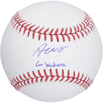 Baseball autographié par Austin Wells des Yankees de New York avec l'inscription « Go Yankees »