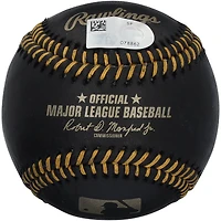 Balle de baseball en cuir noir autographiée par Austin Wells, des Yankees de New York.