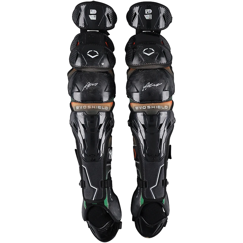 Austin Wells New York Yankees Autographed Game-Used Black EvoShield Shin Guards vs. New York Mets on May 18, 2025