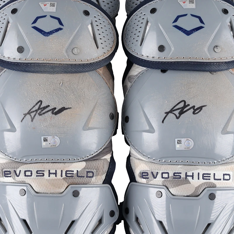 Austin Wells New York Yankees Autographed Game-Used Gray EvoShield Shin Guards vs. St. Louis Cardinals on August 17, 2025