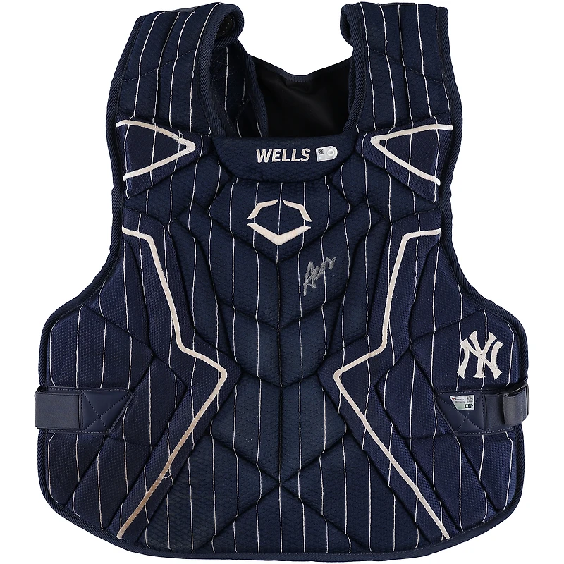 Austin Wells New York Yankees Autographed Game-Used Navy EvoShield Chest Protector vs. Milwaukee Brewers on March 30, 2025