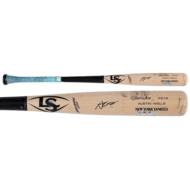 V106832 Yankee Austin Wells New York Yankees Autographié Bâton de Louisville Slugger Tan et Noir Utilisé Contre Los Angeles Dodgers le 30 Octobre 2024 28 Austin Wells AUTGU BAT 45735 COLGMUEQU GUBBBT2687 #2