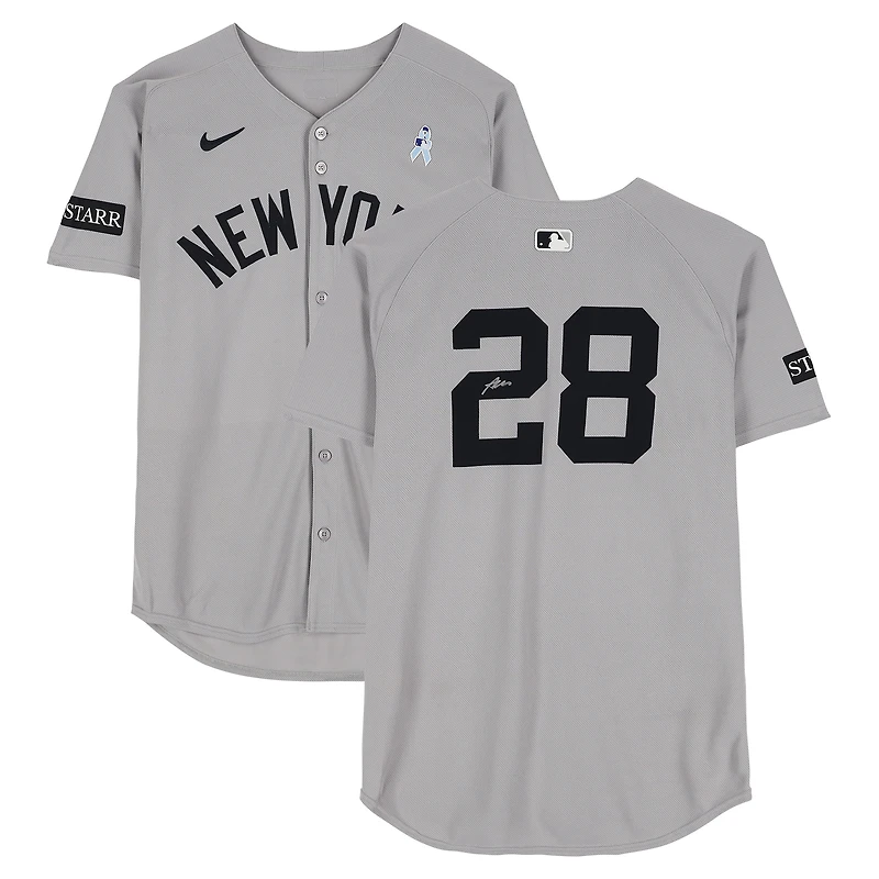 Austin Wells New York Yankees Autographed Player-Worn #28 Gray Jersey vs. Boston Red Sox on June 15, 2025