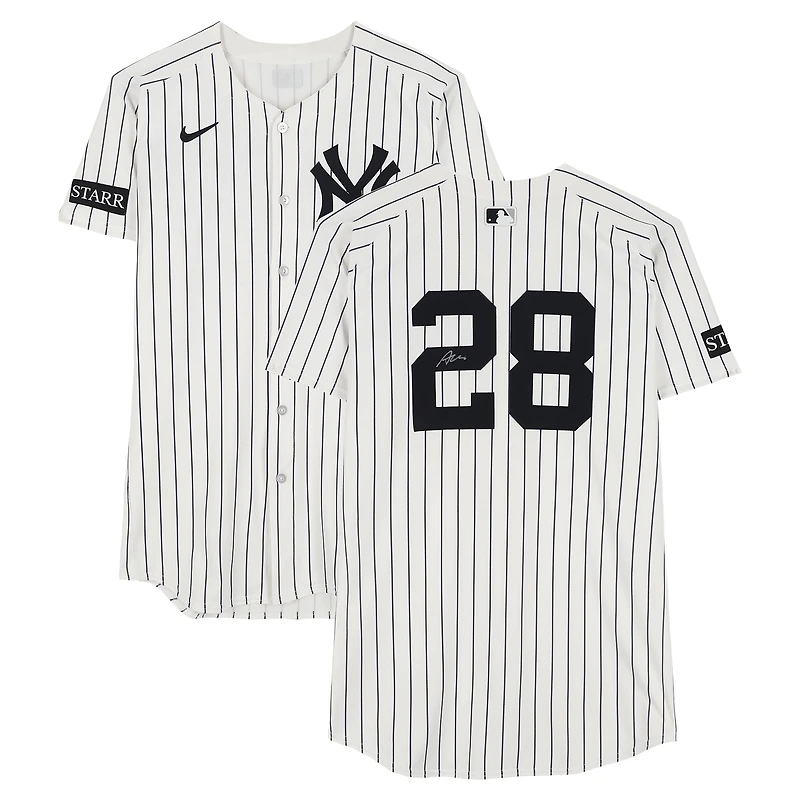 Austin Wells New York Yankees Autographed Player-Worn #28 White Pinstripe Jersey vs. Athletics on June 29, 2025