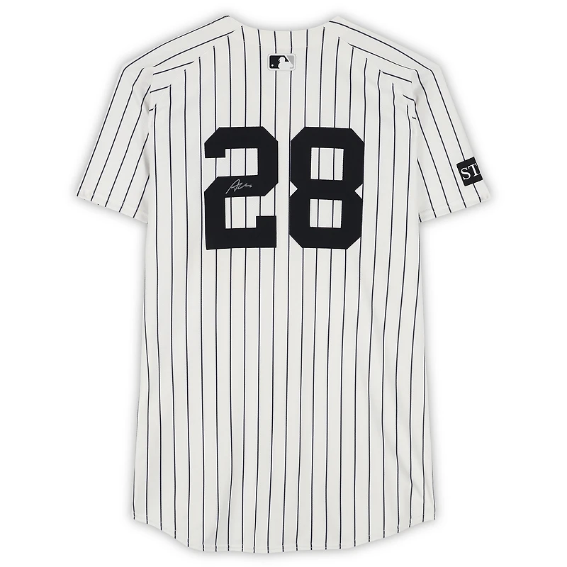 Austin Wells New York Yankees Autographed Player-Worn #28 White Pinstripe Jersey vs. Athletics on June 29, 2025