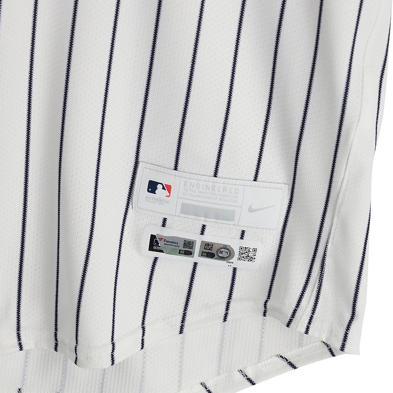 Austin Wells New York Yankees Autographed Player-Worn #28 White Pinstripe Jersey vs. Athletics on June 29, 2025