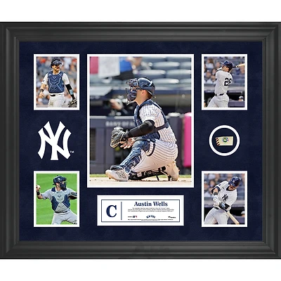 Austin Wells New York Yankees Framed 5-Photo Collage with a Piece of Game-Used Ball