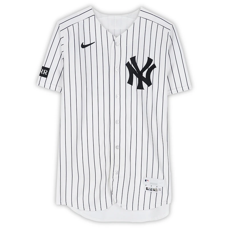 Austin Wells New York Yankees Game-Used #28 White Pinstripe Jersey vs. Kansas City Royals on April 19, 2026