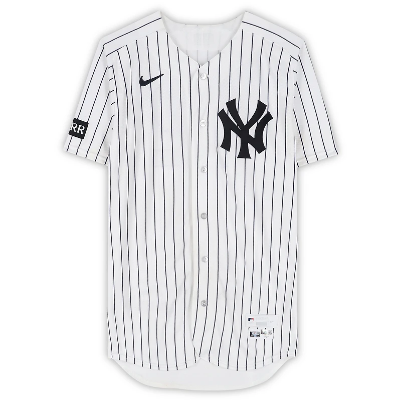 Austin Wells New York Yankees Game-Used #42 White Pinstripe Jersey vs. Los Angeles Angels on April 15, 2026