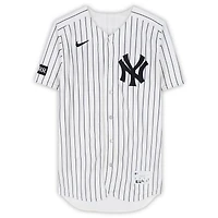 Austin Wells New York Yankees Game-Used #42 White Pinstripe Jersey vs. Los Angeles Angels on April 15, 2026