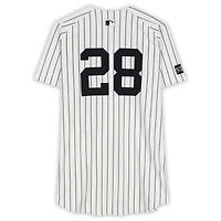 Maillot Nike blanc à rayures fines porté par Austin Wells des Yankees de New York, numéro 28, contre les Athletics, le 29 juin 2025