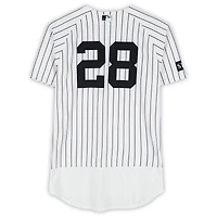 Austin Wells New York Yankees Player-Worn #28 White Pinstripe Nike Jersey vs. Texas Rangers on May 7, 2026