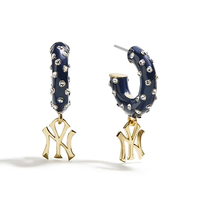 BaubleBar New York Yankees Enamel Hoop Earrings