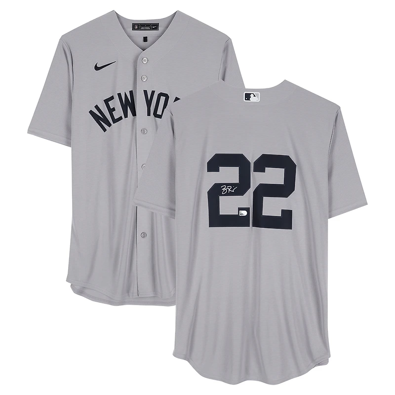 Maillot réplique Nike gris autographié de Ben Rice, Yankees de New York