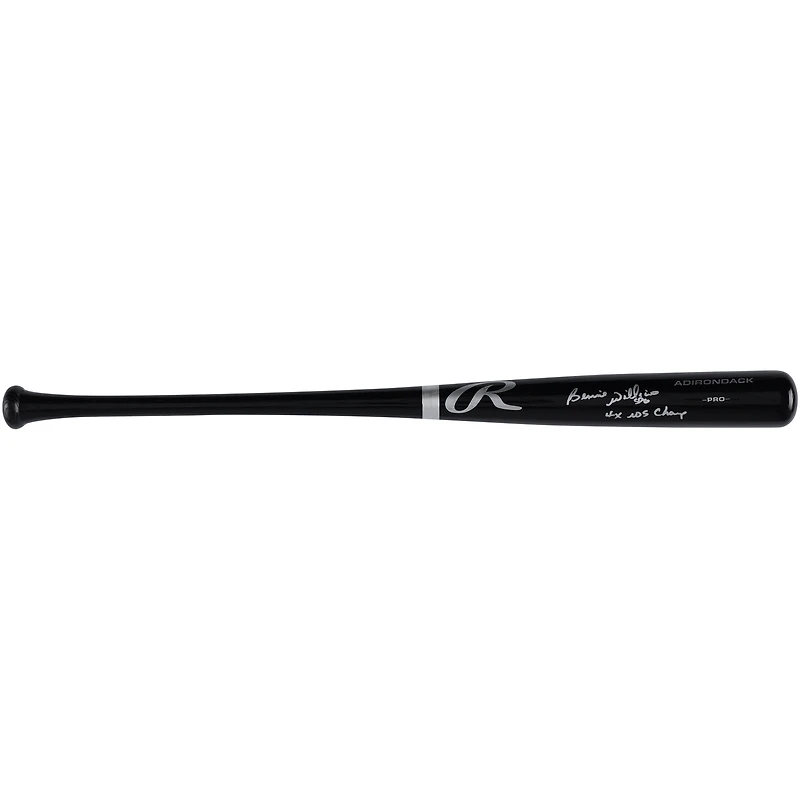Batte de baseball Pro Model Rawlings noire autographiée par Bernie Williams des Yankees de New York avec l'inscription « 4x WS Champ »