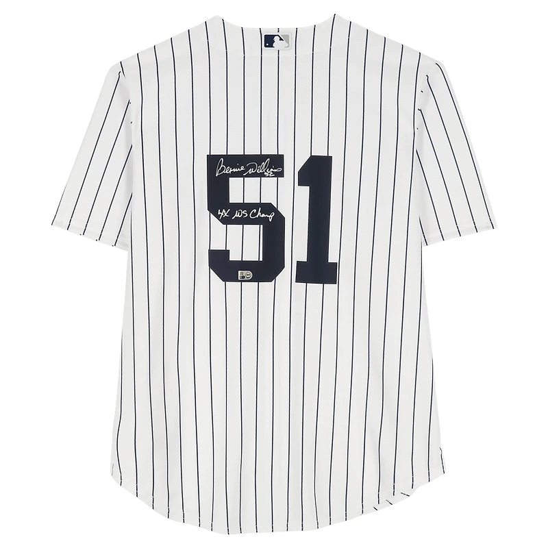Bernie Williams New York Yankees Autographed White Nike Replica Jersey with "4X WS Champ" Inscription
