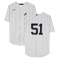 Maillot réplique blanc Nike autographié par Bernie Williams des Yankees de New York