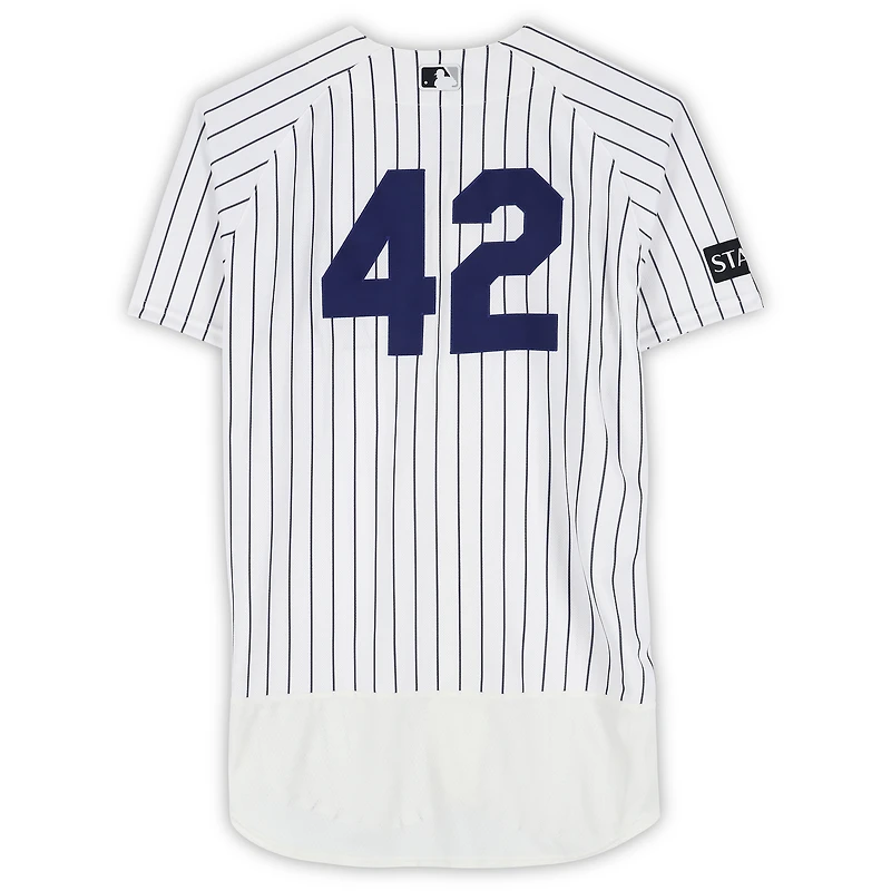 Brent Headrick New York Yankees Game-Used #42 White Pinstripe Jersey vs. Los Angeles Angels on April 15, 2026 - Jackie Robinson Day
