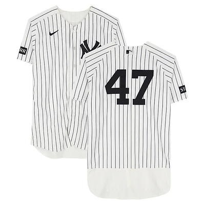 Brent Headrick New York Yankees Game-Used #47 White Pinstripe Jersey vs. Miami Marlins on April 3, 2026