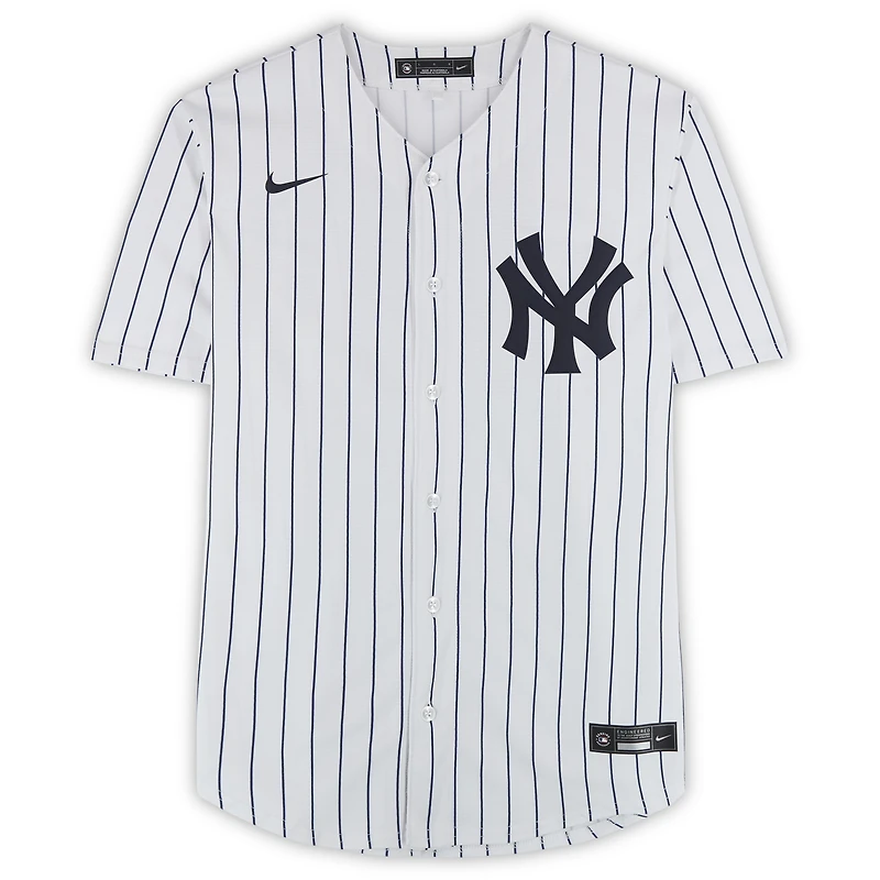 Maillot réplique Nike blanc à rayures, autographié par Cam Schlittler des Yankees de New York