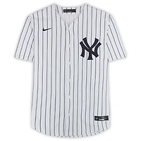 Maillot réplique Nike blanc à rayures, autographié par Cam Schlittler des Yankees de New York