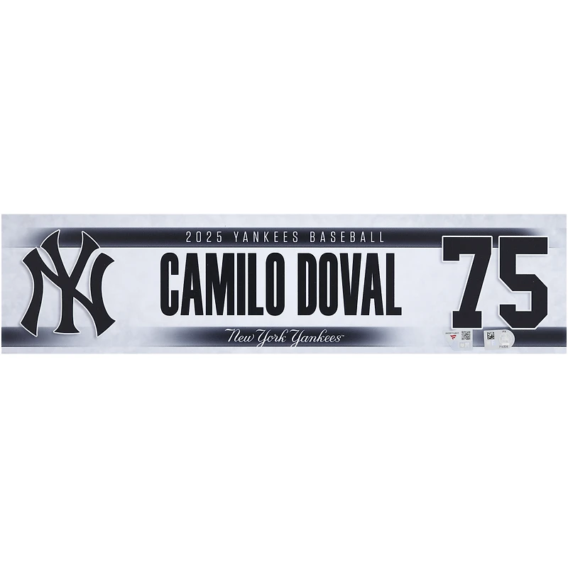 Camilo Doval New York Yankees Player-Issued #75 Nameplate from the 2025 MLB Season