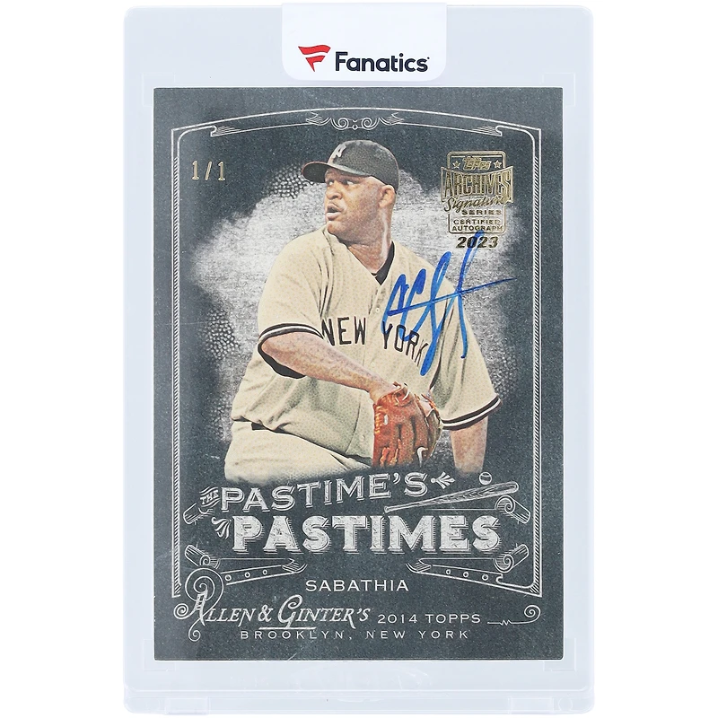 Carte autographiée CC Sabathia des Yankees de New York, série Signature 2014 Topps Archives A&G Pastime's Pastimes #PP-CC #1/1