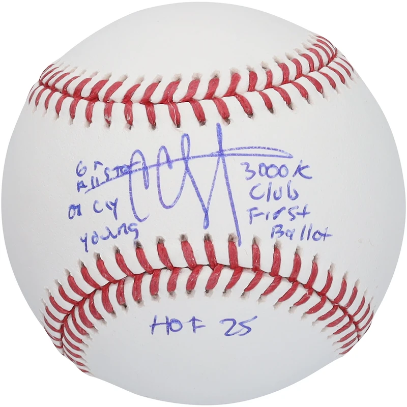 Baseball autographié CC Sabathia des Yankees de New York avec inscriptions de multiples distinctions de carrière - Édition limitée à 25
