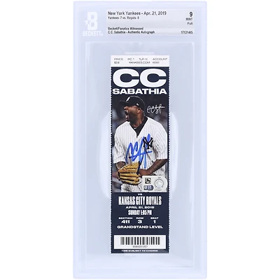 CC Sabathia New York Yankees Autographed Beckett Fanatics Witnessed Authenticated Ticket from April 21